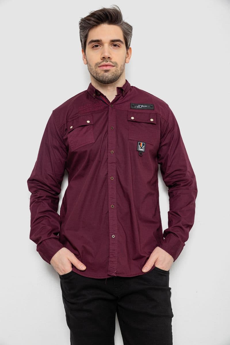 Сорочка чоловіча, колір бордовий, 186R01-1 - зображення 1