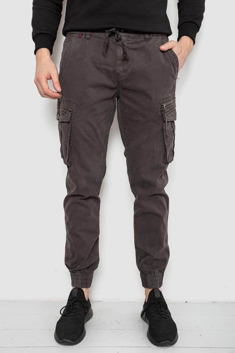 Штани чоловічі однотонні, колір сірий, 244R1641 - зображення 1