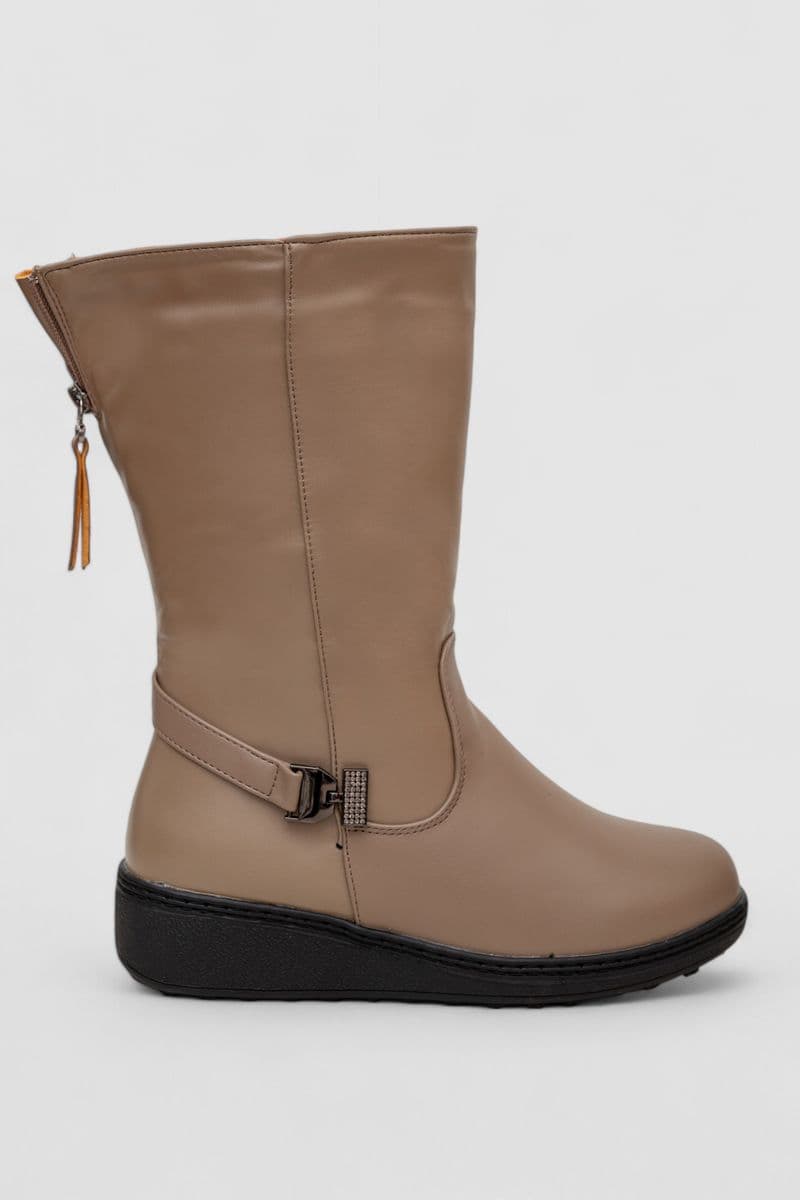 Чоботи жіночі зимові на хутрі, колір бежевий, 243RY205 - зображення 1