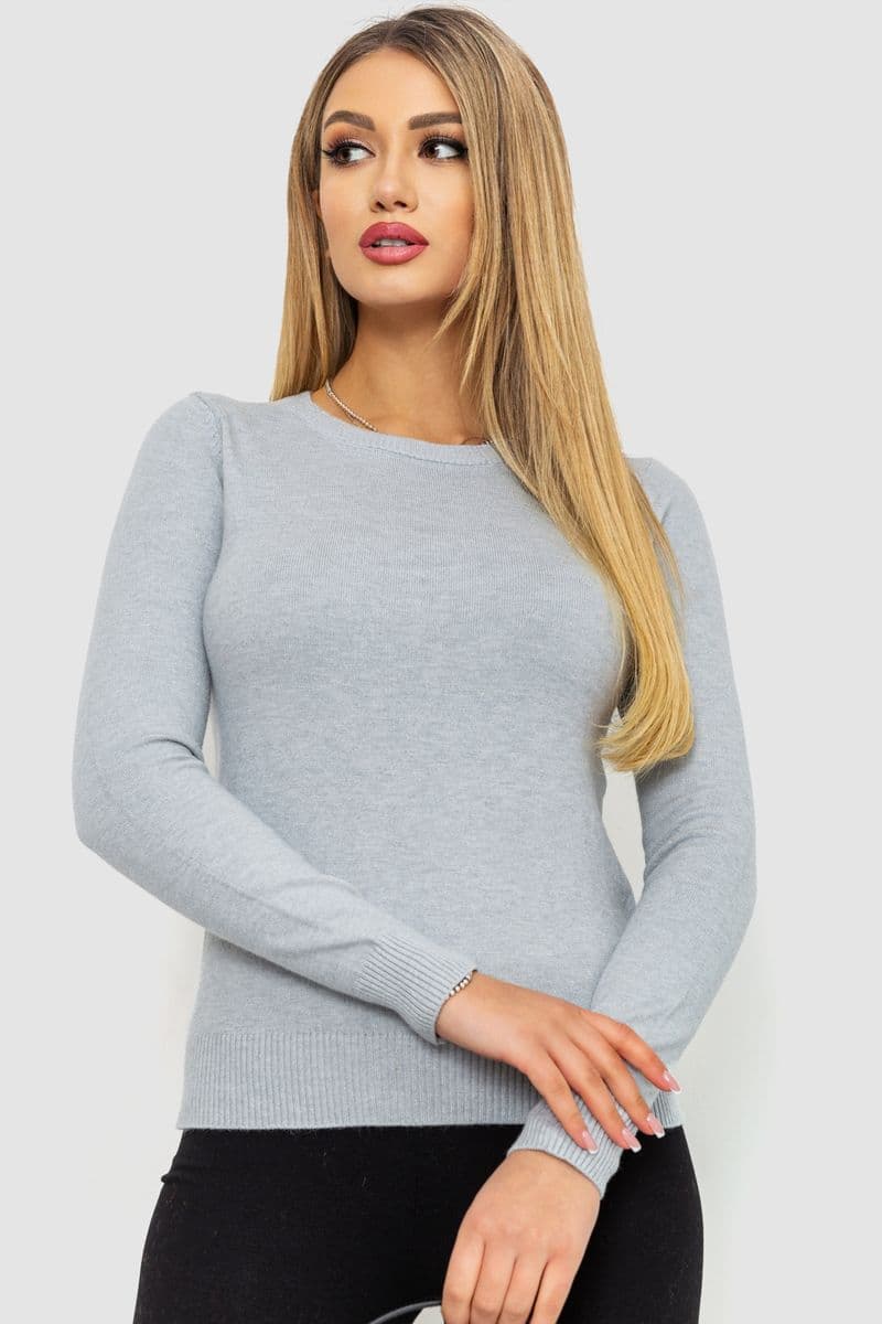Кофта жіноча однотонна повсякденна, колір світло-сірий, 244R2033 - зображення 1
