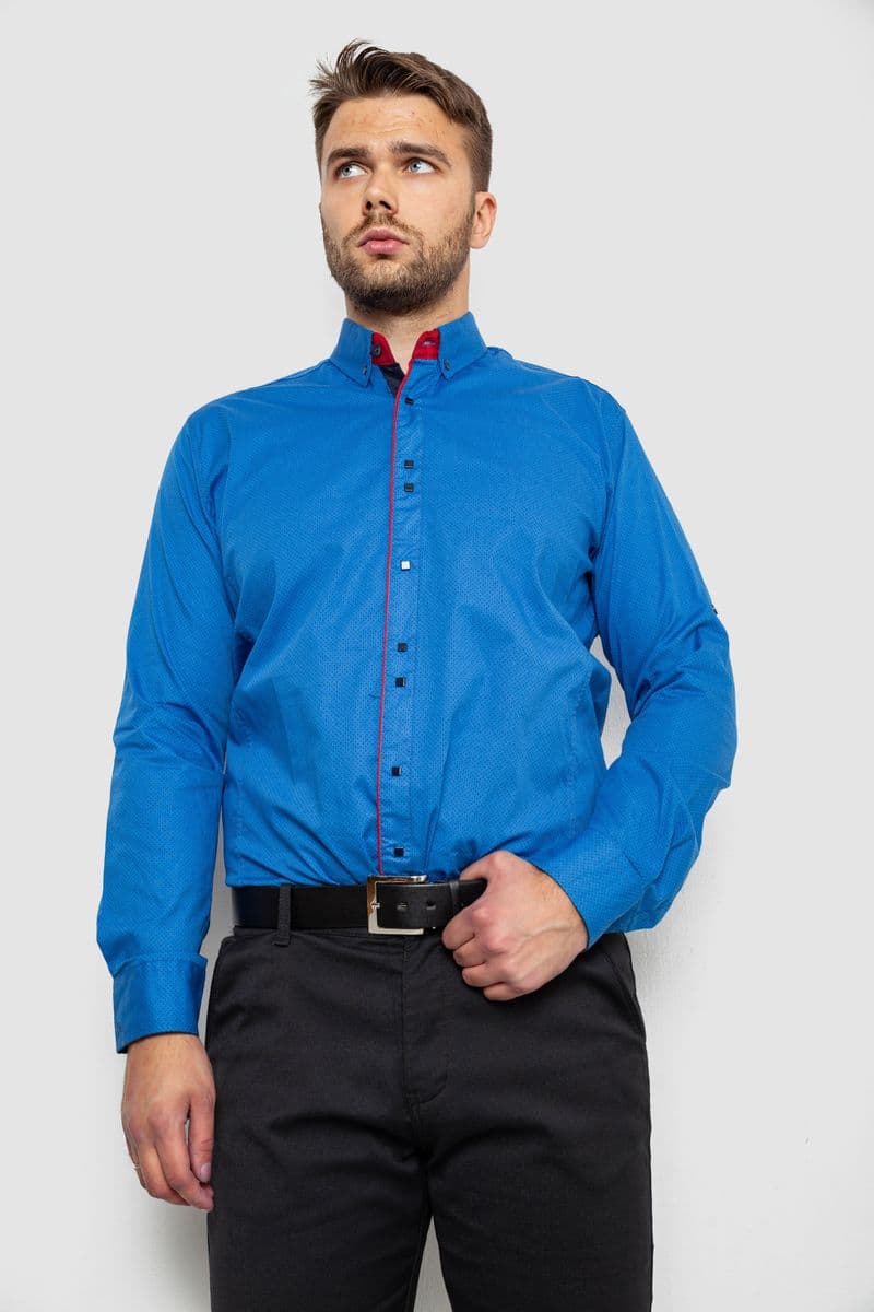 Сорочка чоловіча з принтом, колір синій, 214R3092 - зображення 1