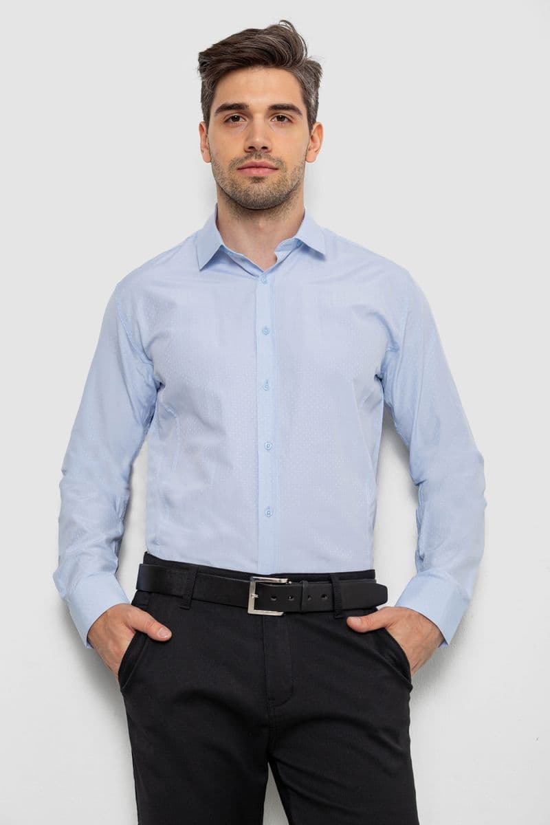 Сорочка чоловіча з довгим рукавом, колір блакитний, 214R839 - зображення 1