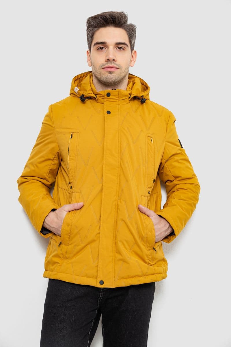 Куртка чоловіча демісезонна з капюшоном, колір жовтий, 244RL9159AL - зображення 1