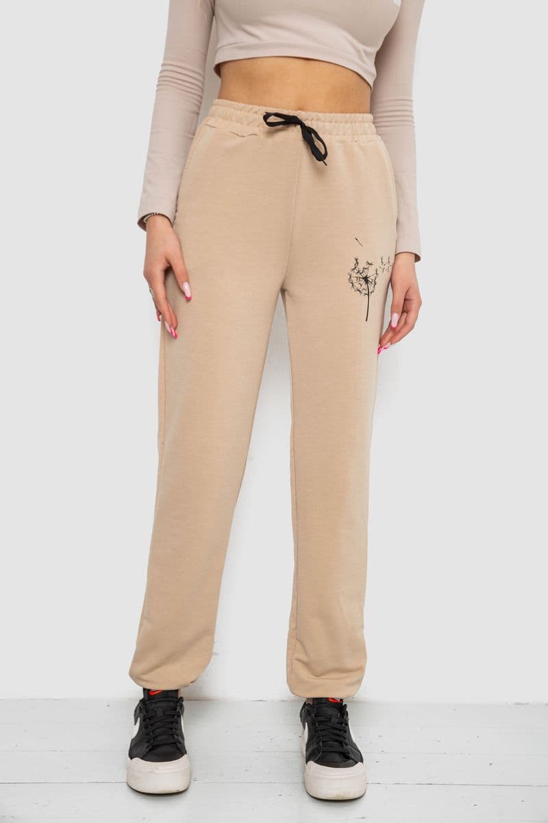 Спортивні штани жіночі, колір бежевий, 238R121 - зображення 1