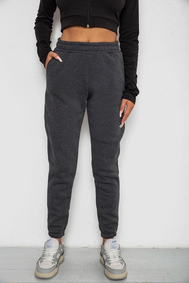 Спортивні штани жіночі на флісі, колір сірий, 238R57828-1 - зображення 1