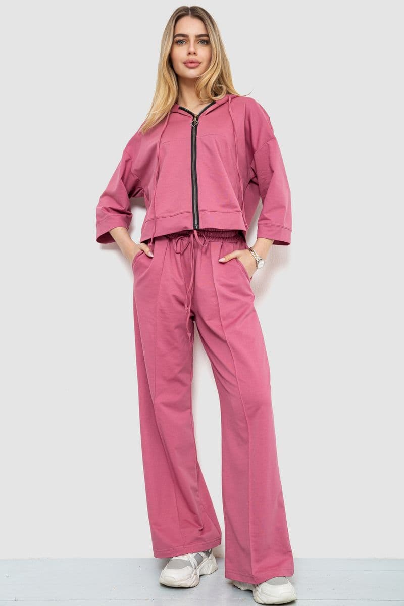 Спорт костюм жіночий двонитка, колір темно-пудровий, 102R5247 - зображення 1