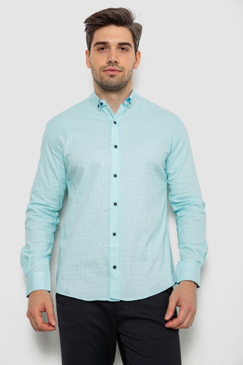 Сорочка чоловіча однотонна, колір блакитний, 214R7076 - зображення 1