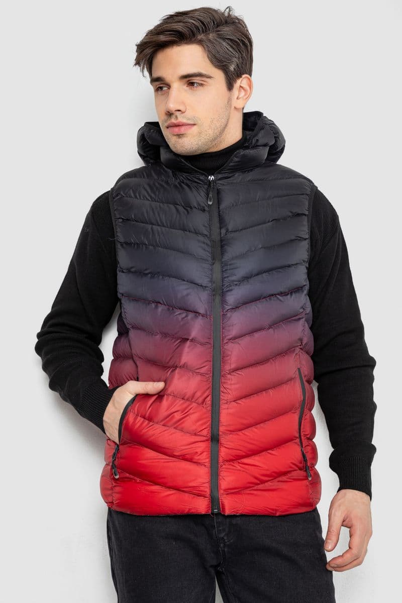 Жилетка чоловіча демісезонна, колір чорно-червоний, 244RC888 - зображення 1
