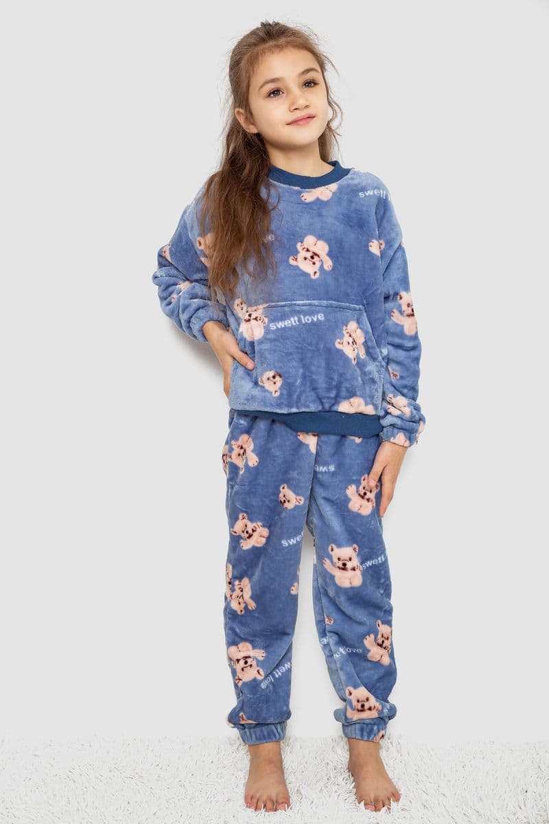 Піжама дитяча плюшева унісекс, колір джинс, 102R1538 - зображення 1