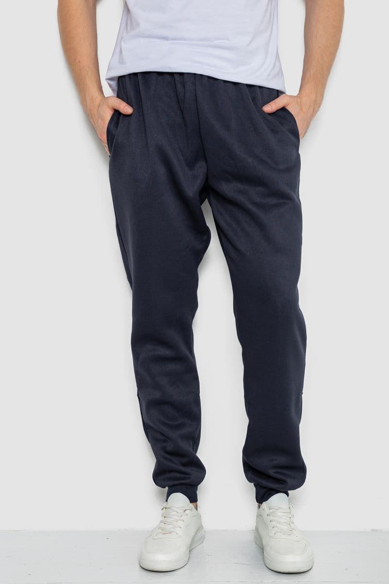 Спортивні штани чоловічі на флісі, колір темно-синій, 244ROP09 - зображення 1