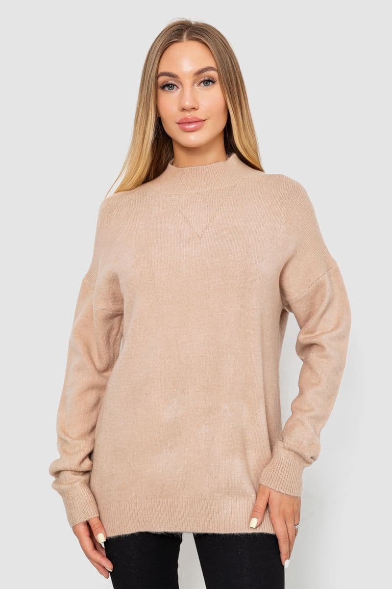 Светр жіночий вовняний, колір бежевий, 244R0390 - зображення 1