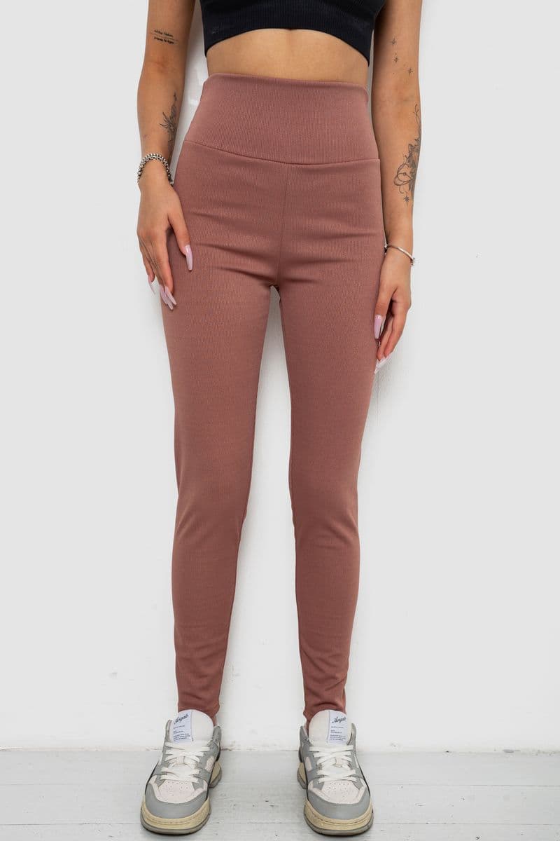 Лосини однотонні у рубчик утеплені на флісі, колір сливовий, 238R605-1 - зображення 1