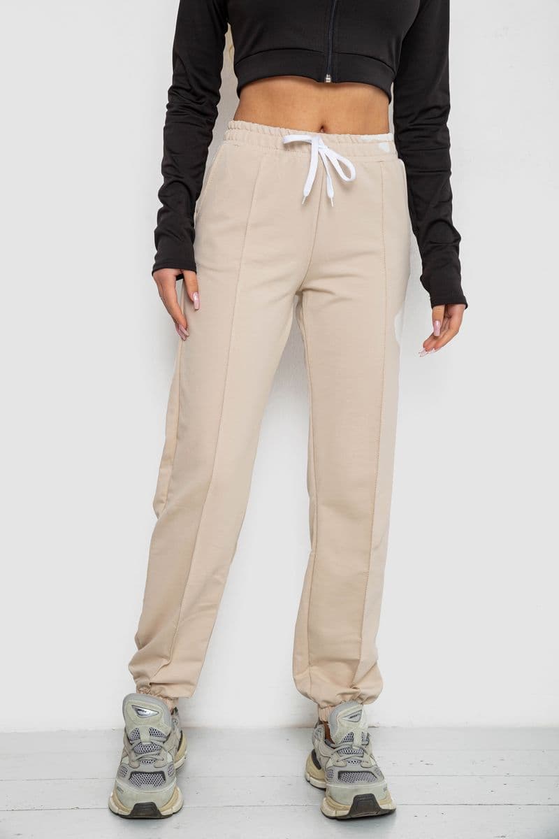 Спортивні штани жіночі, колір світло-бежевий, 247R4670-1 - зображення 1