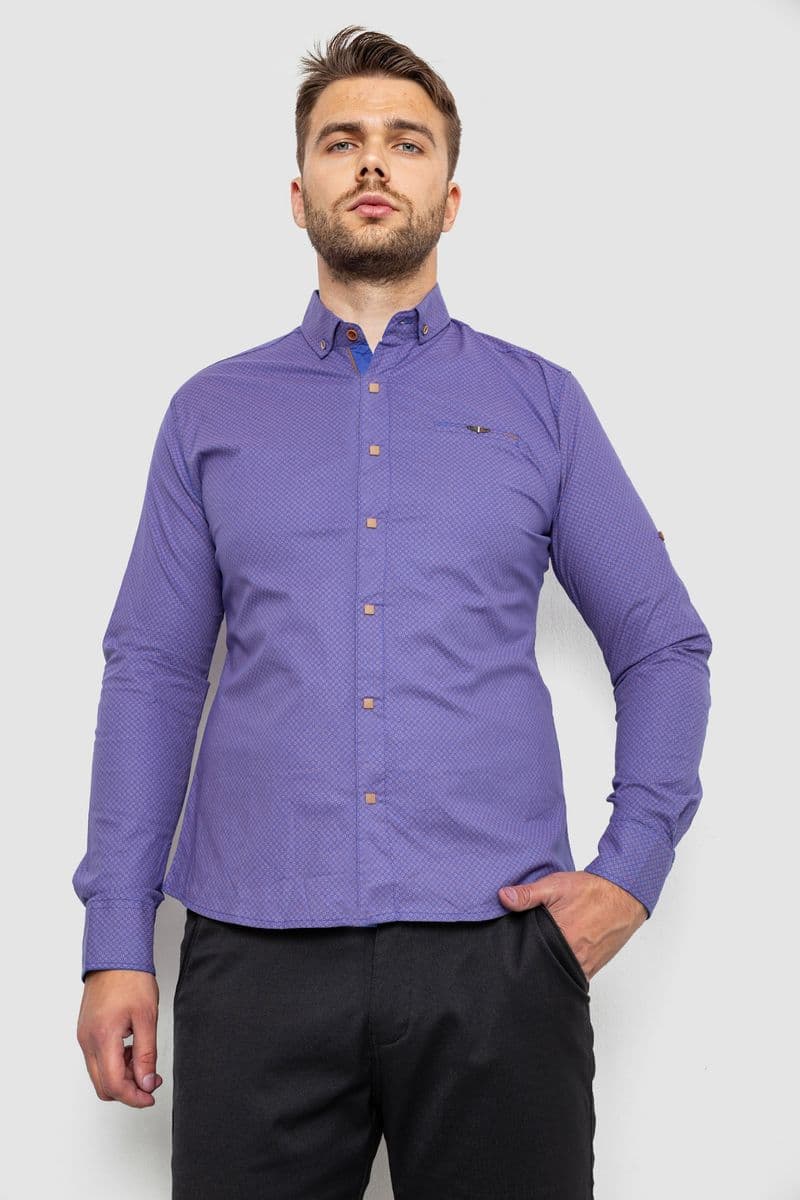 Сорочка чоловіча з принтом, колір фіолетовий, 214R16286 - зображення 1