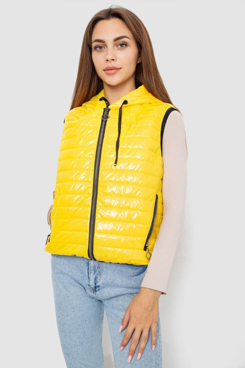 Жилетка жіноча дута, колір жовтий, 102R380 - зображення 1