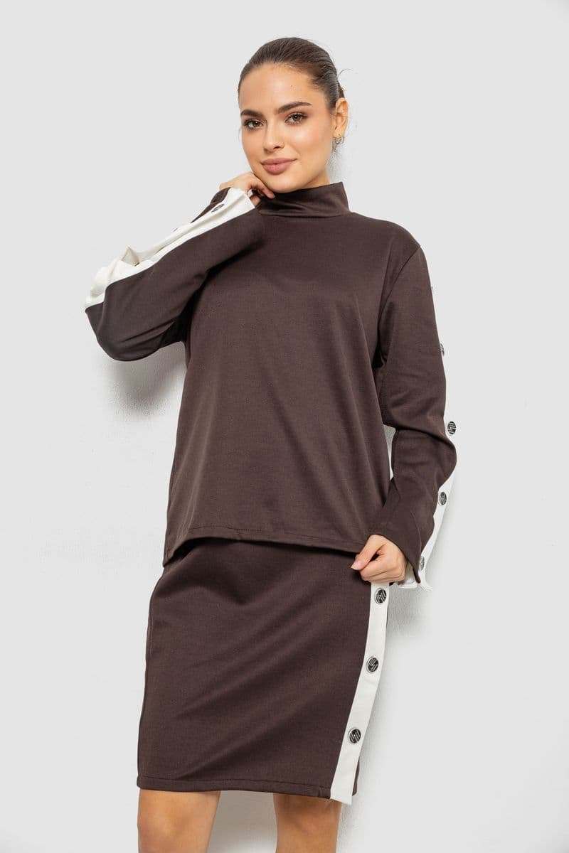 Костюм жіночий класичний, колір коричневий, 257R322-1 - зображення 1