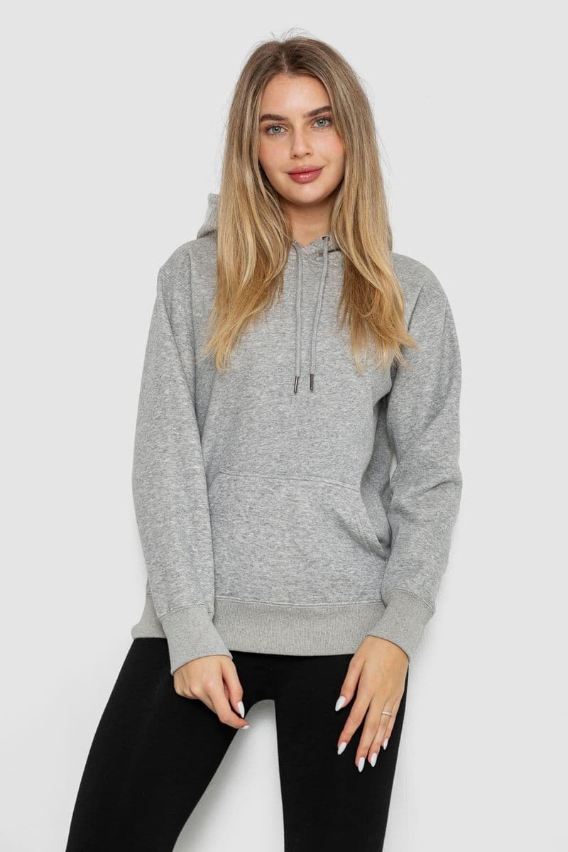 Худі жіночий на флісі, колір сірий, 242R053 - зображення 1