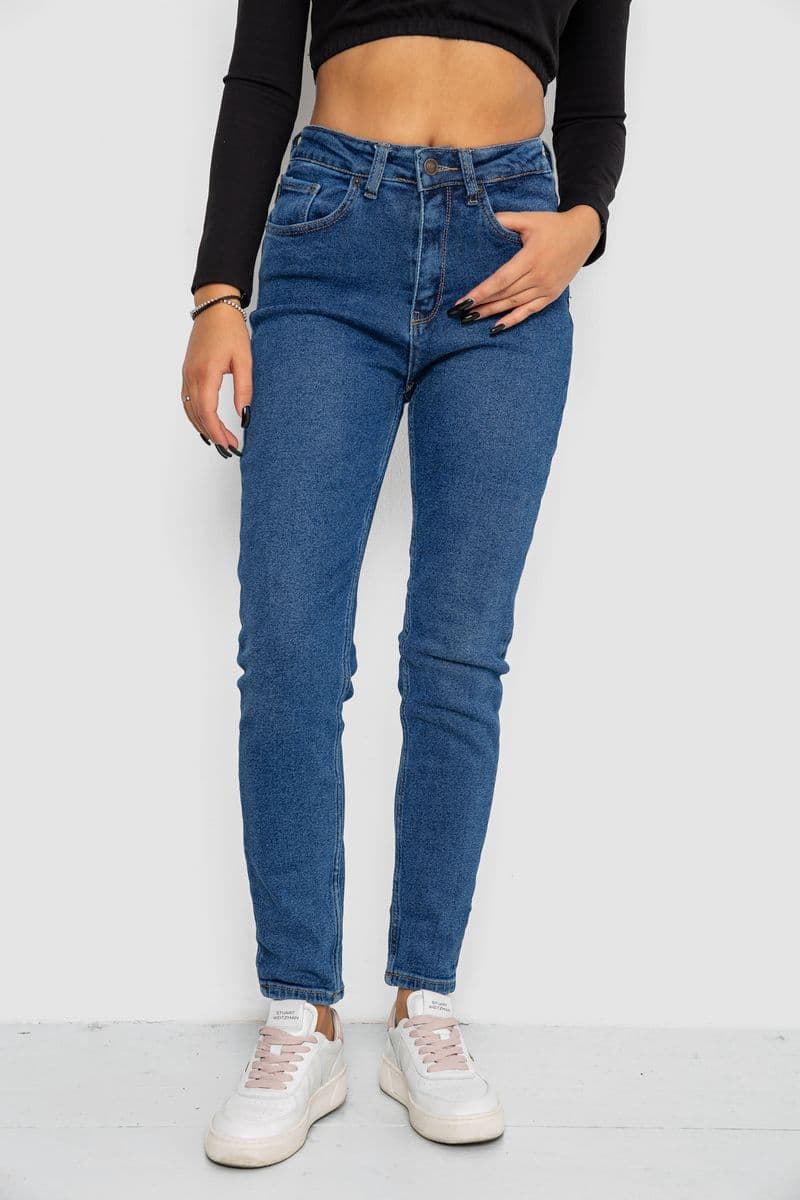 Джинси жіночі Mom-fit стрейч, колір синій, 244R1152 - зображення 1