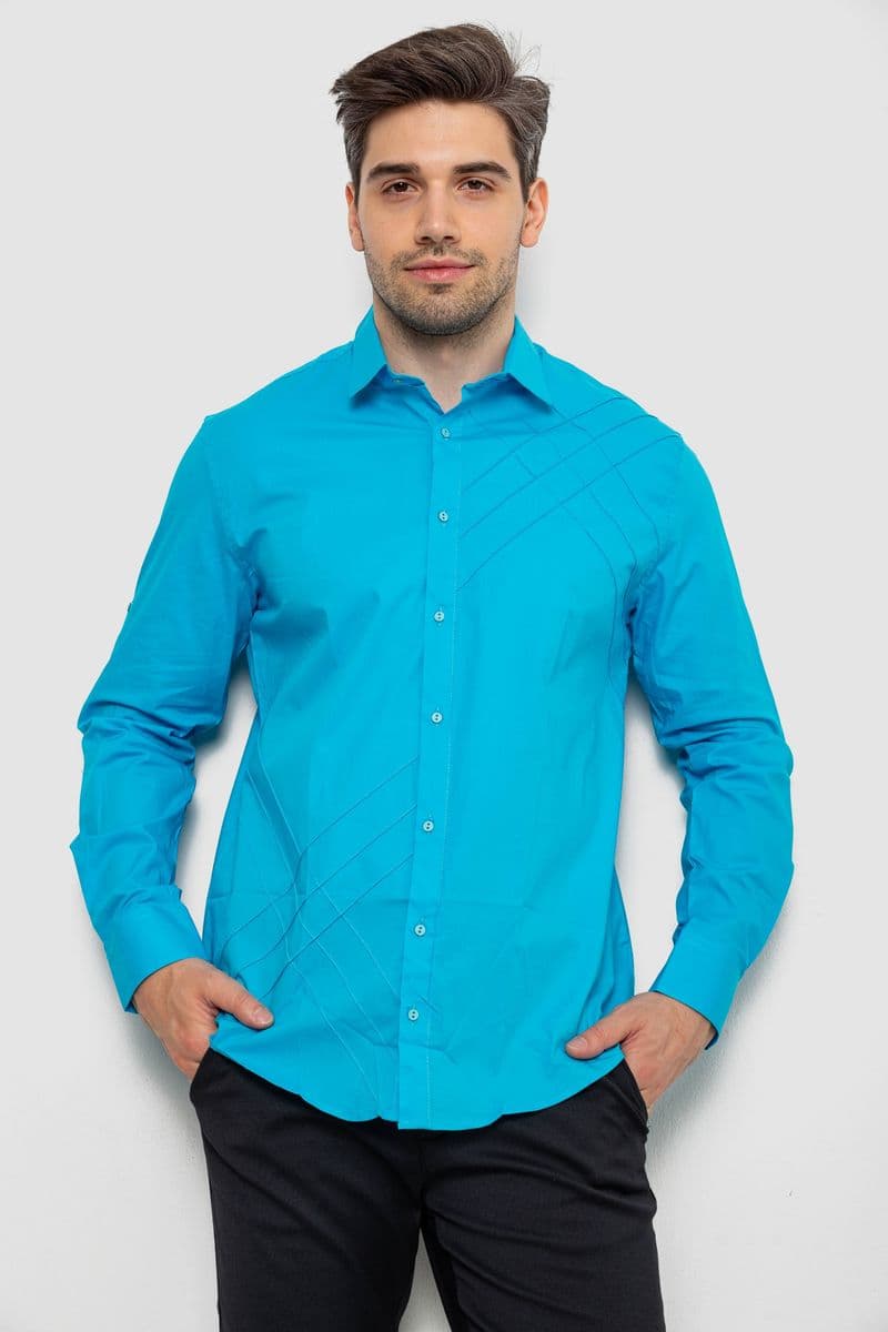 Сорочка чоловіча однотонна, колір блакитний, 214R7466 - зображення 1