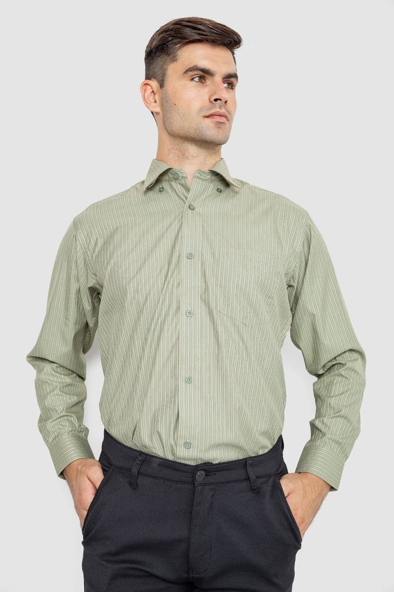 Сорочка чоловіча класична, колір оливковий, 244R332 - зображення 1