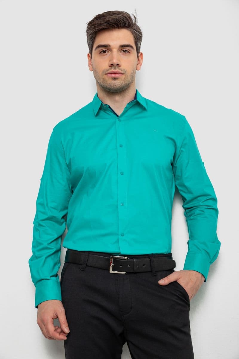 Сорочка чоловіча однотонна, колір м'ятний, 214R7327-1 - зображення 1