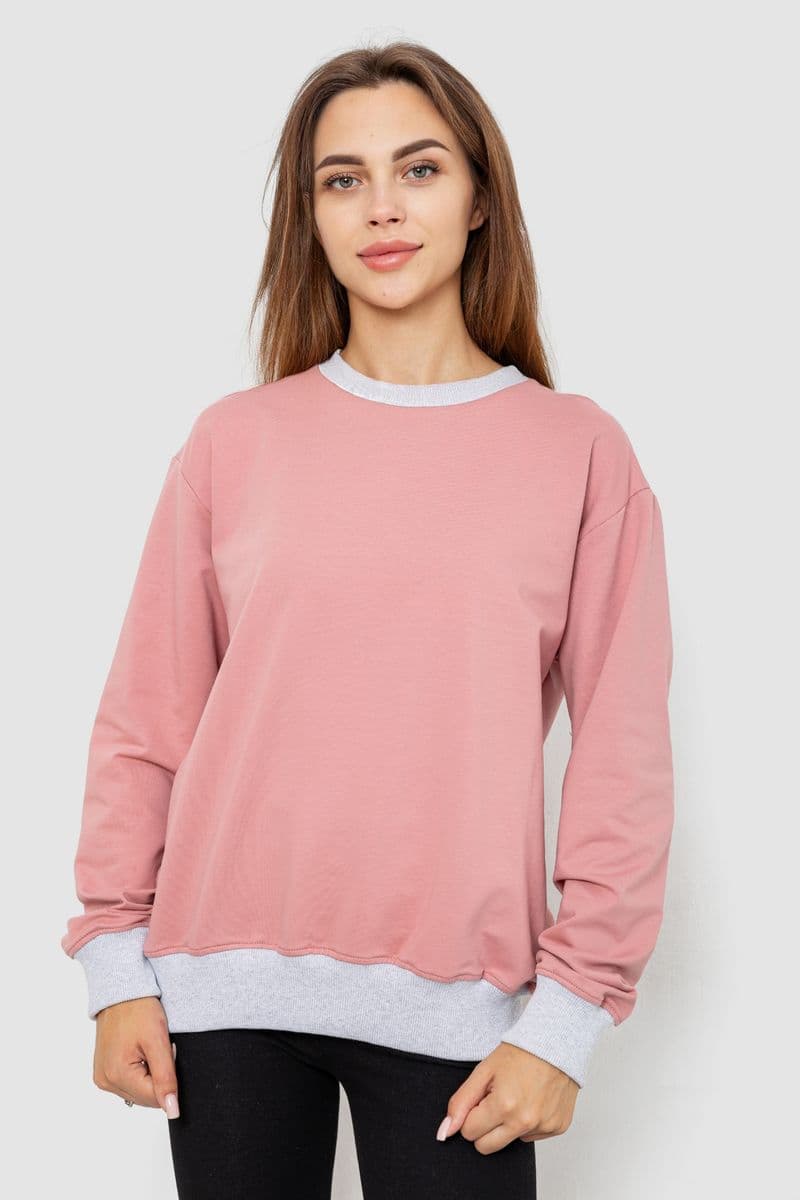 Світшот жіночий на манжеті, колір пудровий, 102R381 - зображення 1