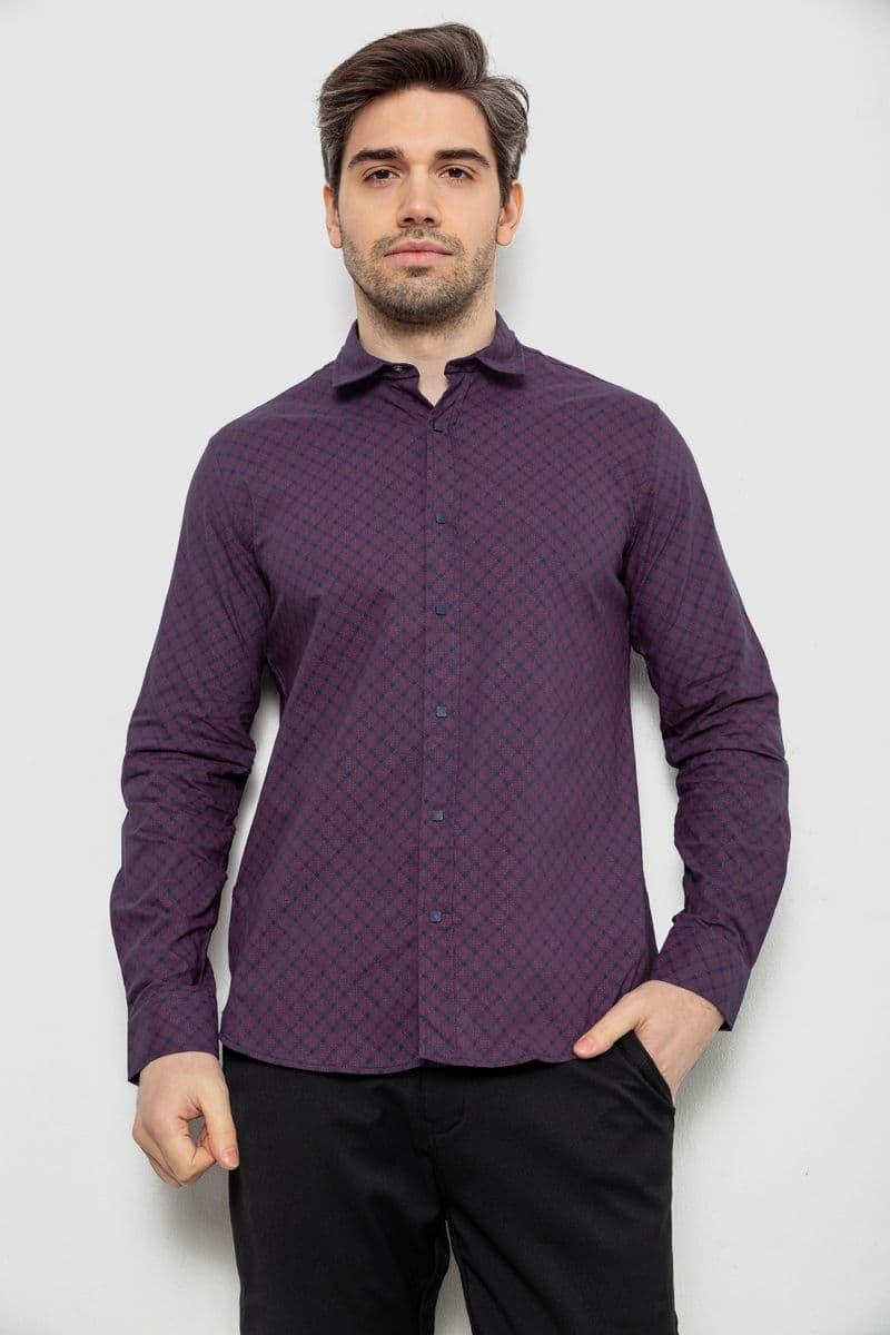 Сорочка чоловіча з принтом, колір фіолетовий, 186R6917-9 - зображення 1