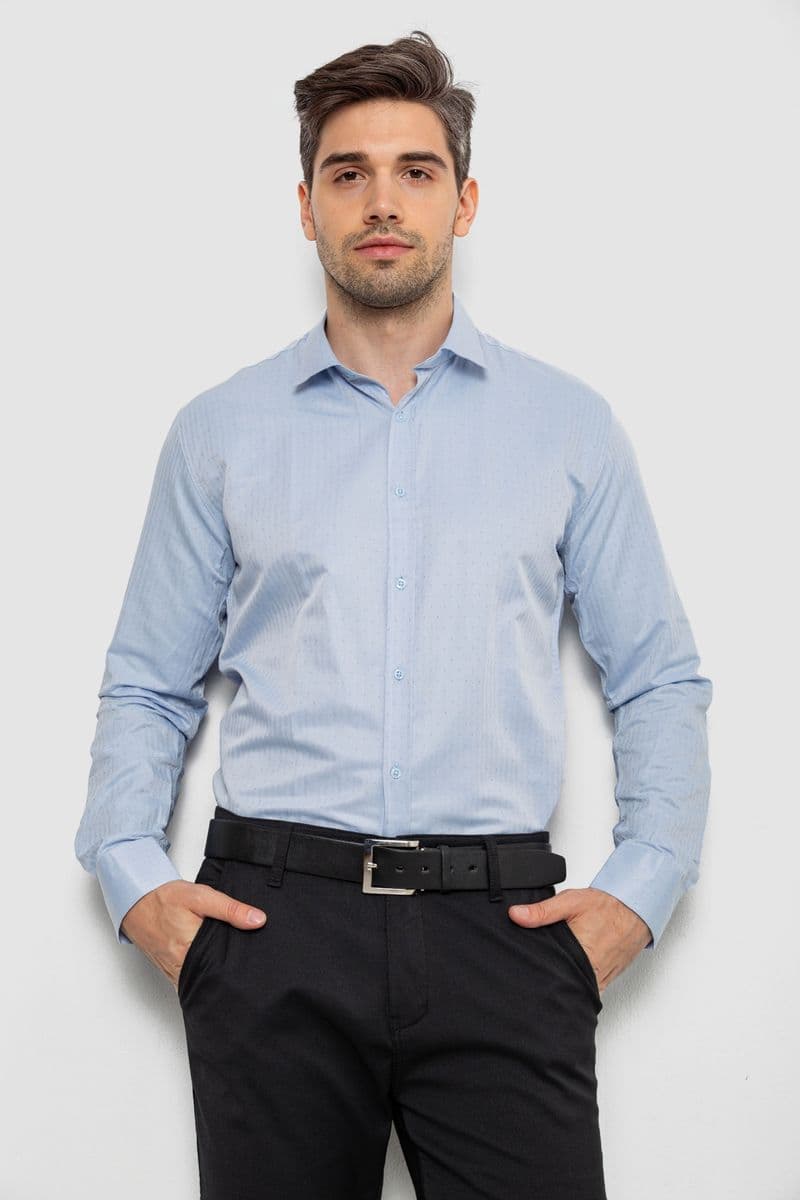 Сорочка чоловіча з довгим рукавом, колір блакитний, 214R836 - зображення 1