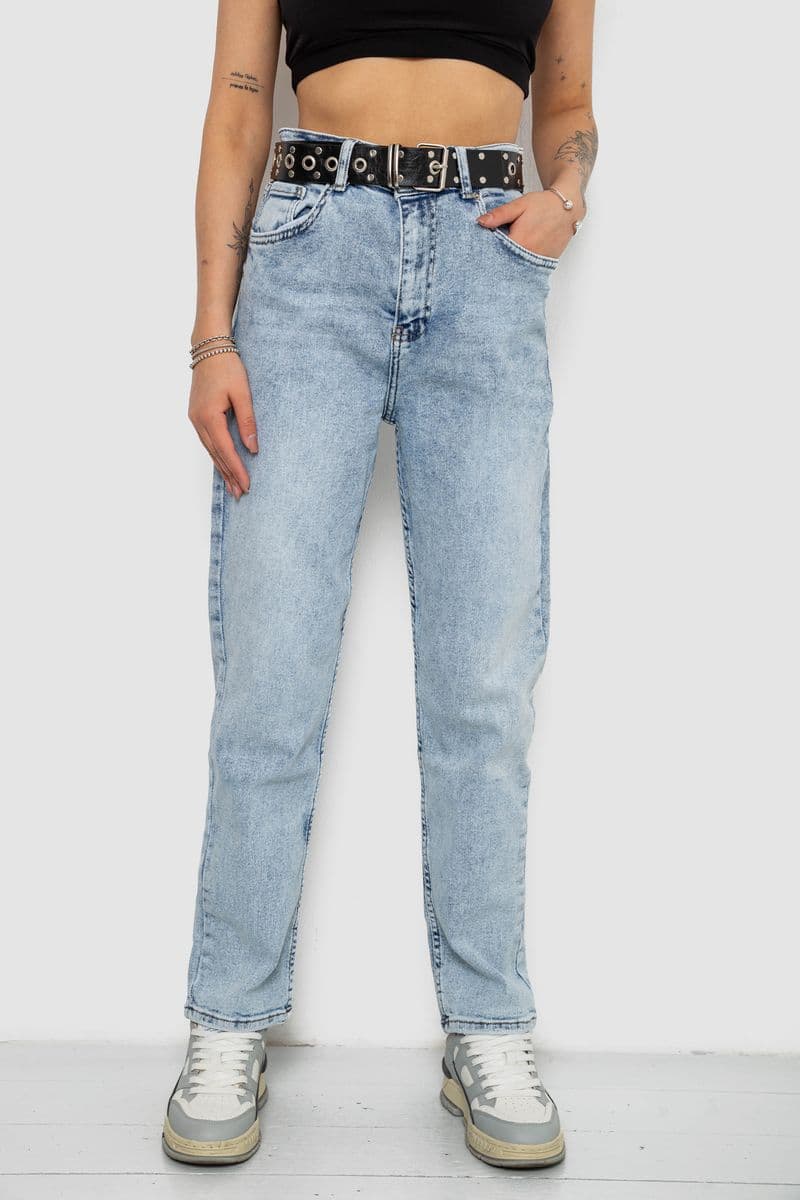 Джинси жіночі MOM стрейч, колір блакитний, 244R00599 - зображення 1