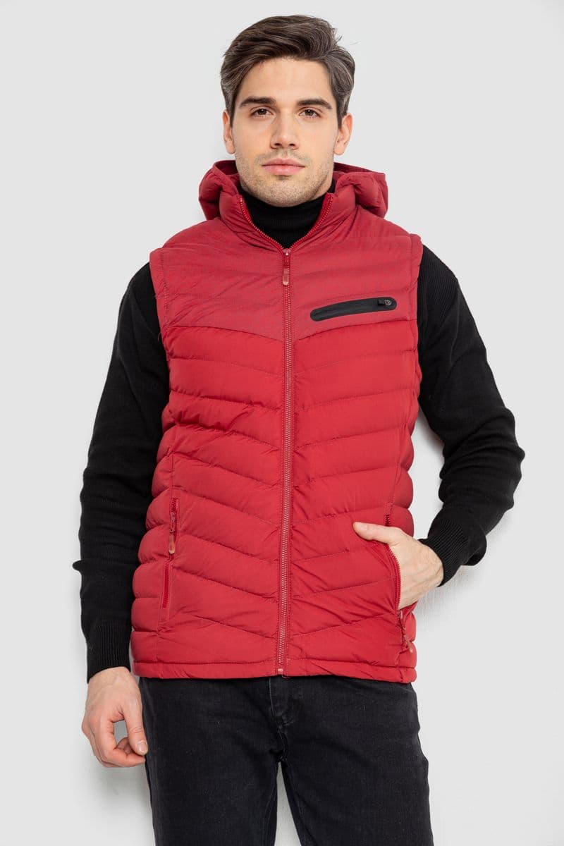 Жилетка чоловіча демісезонна, колір бордовий, 244R777 - зображення 1