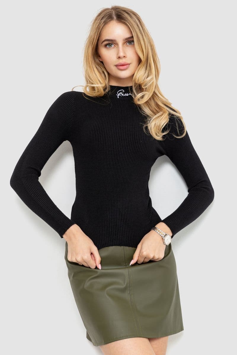 Водолазка трикотажна жіноча, колір чорний, 204R035 - зображення 1