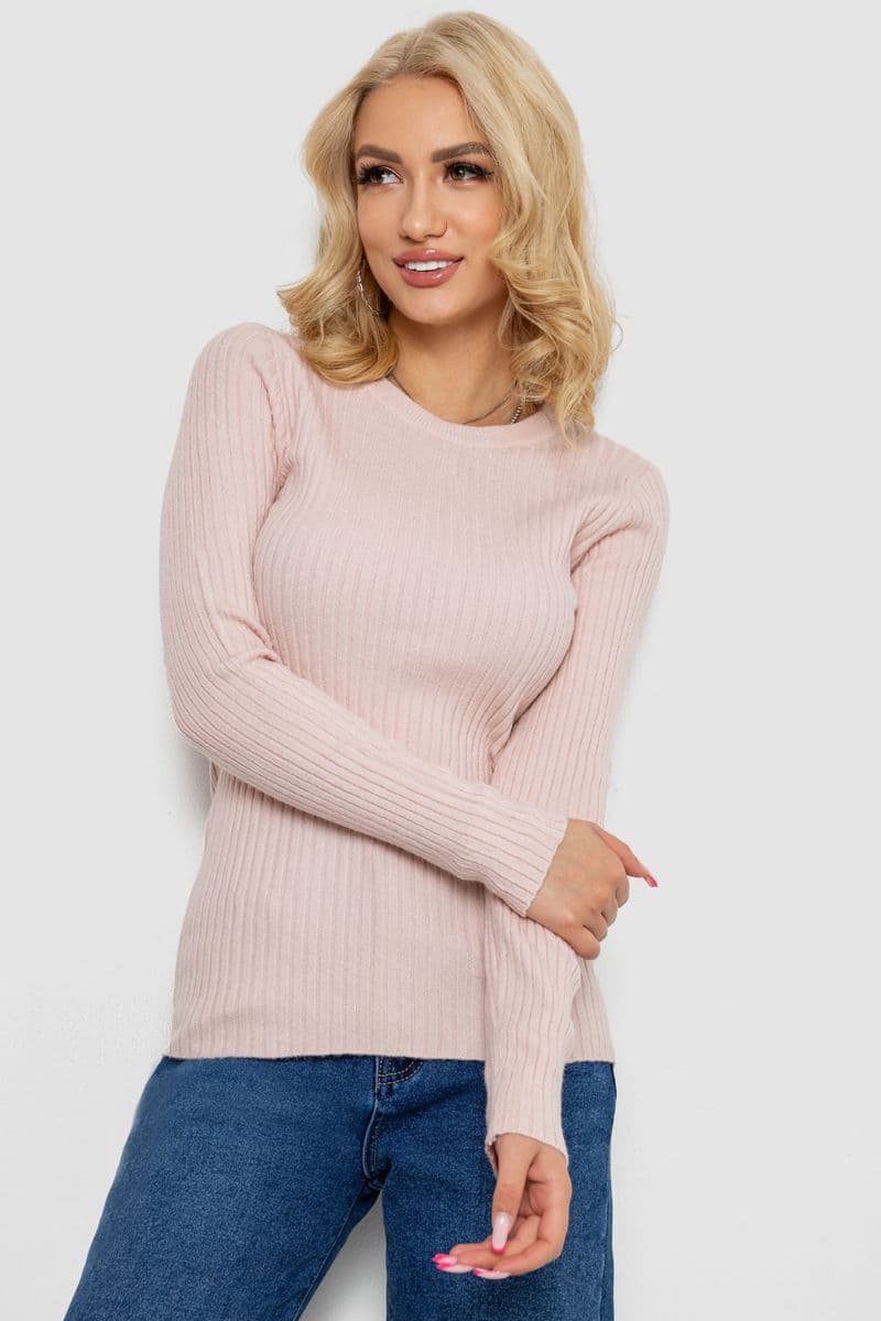 Кофта жіноча однотонна, колір світло-рожевий, 244R2031 - зображення 1