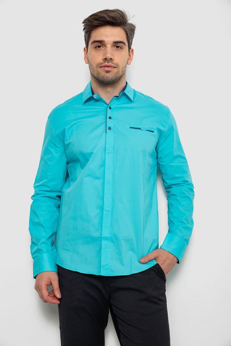 Сорочка чоловіча, колір бірюзовий, 214R7150 - зображення 1