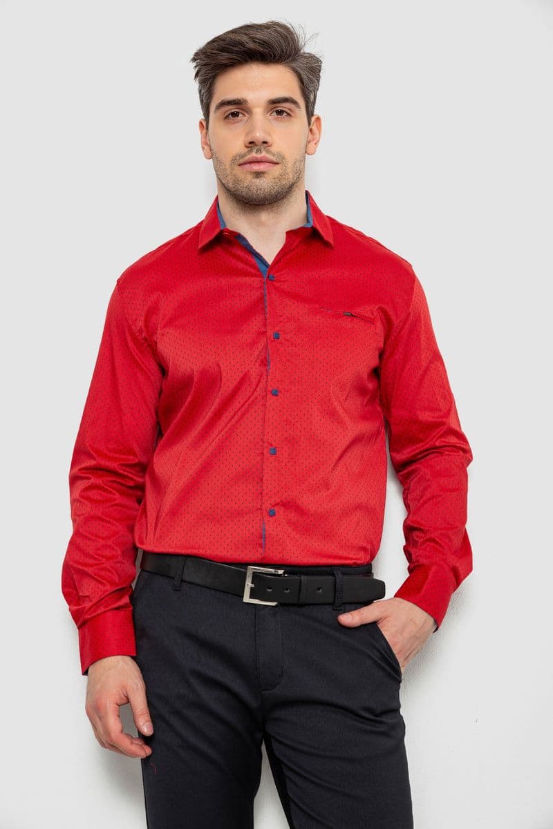 Сорочка чоловіча з принтом, колір червоний, 214R7173 - зображення 1