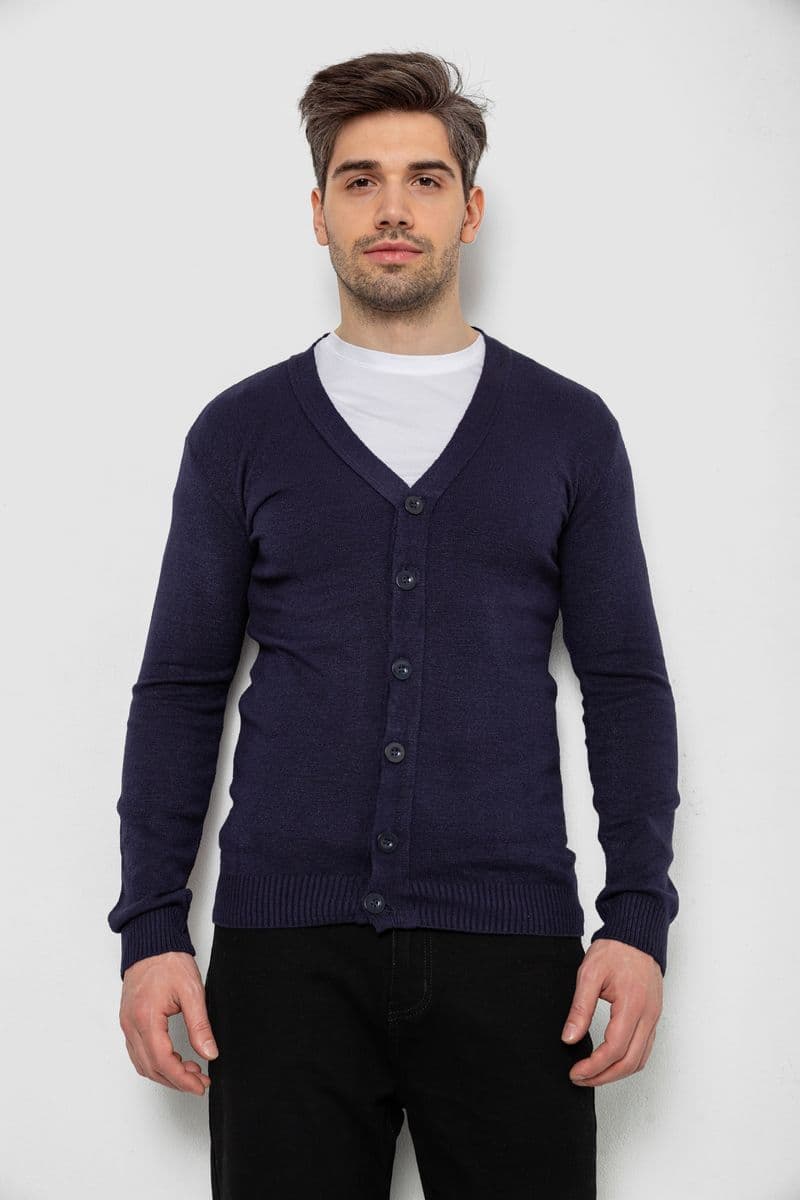 Кофта чоловіча на ґудзиках, колір темно-синій, 238R18004 - зображення 1
