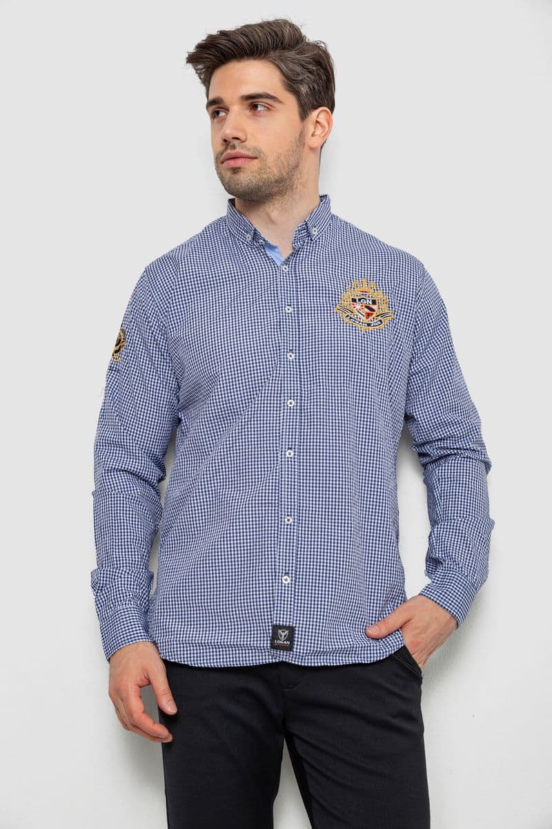 Сорочка чоловіча в клітинку, колір синій, 214R9030 - зображення 1