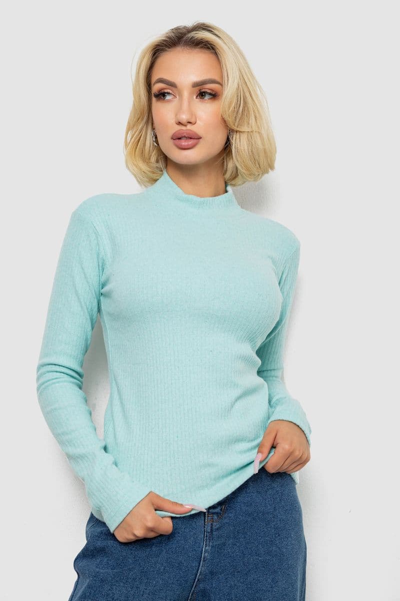 Гольф жіночий однотонний, колір м'ятний, 238R802 - зображення 1