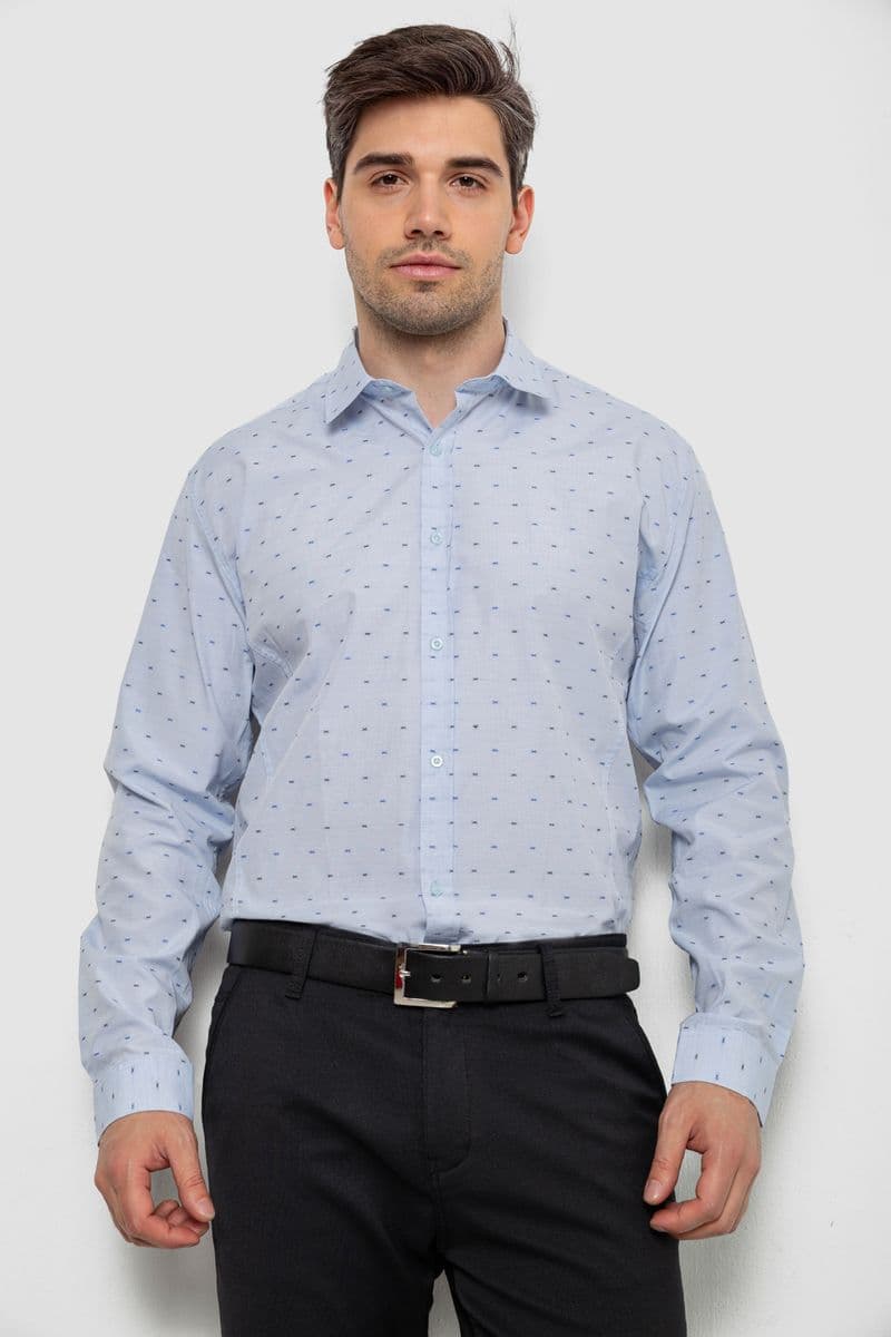 Сорочка чоловіча з принтом, колір блакитний, 214R813 - зображення 1