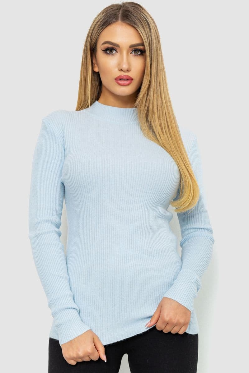 Кофта жіноча однотонна базова, колір світло-блакитний, 244R2032 - зображення 1