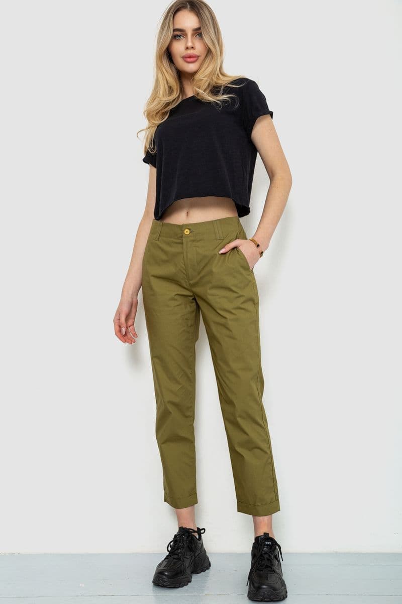 Штани жіночі, колір оливковий, 244R158 - зображення 1