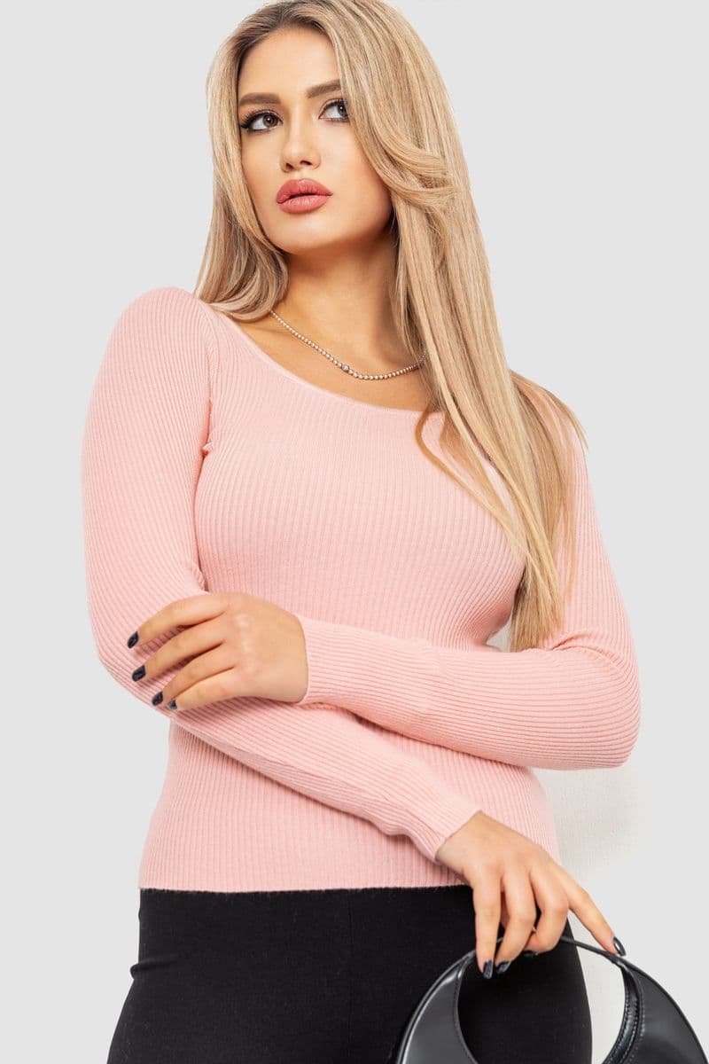 Водолазка жіноча в рубчик, колір світло-персиковий, 204R9024 - зображення 1