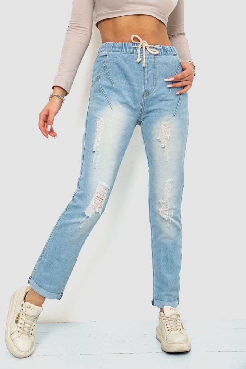 Джинси жіночі на резинці, колір блакитний, 244R5006 - зображення 1