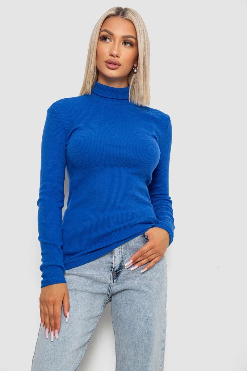 Гольф жіночий однотонний в рубчик, колір електрик, 238R803 - зображення 1