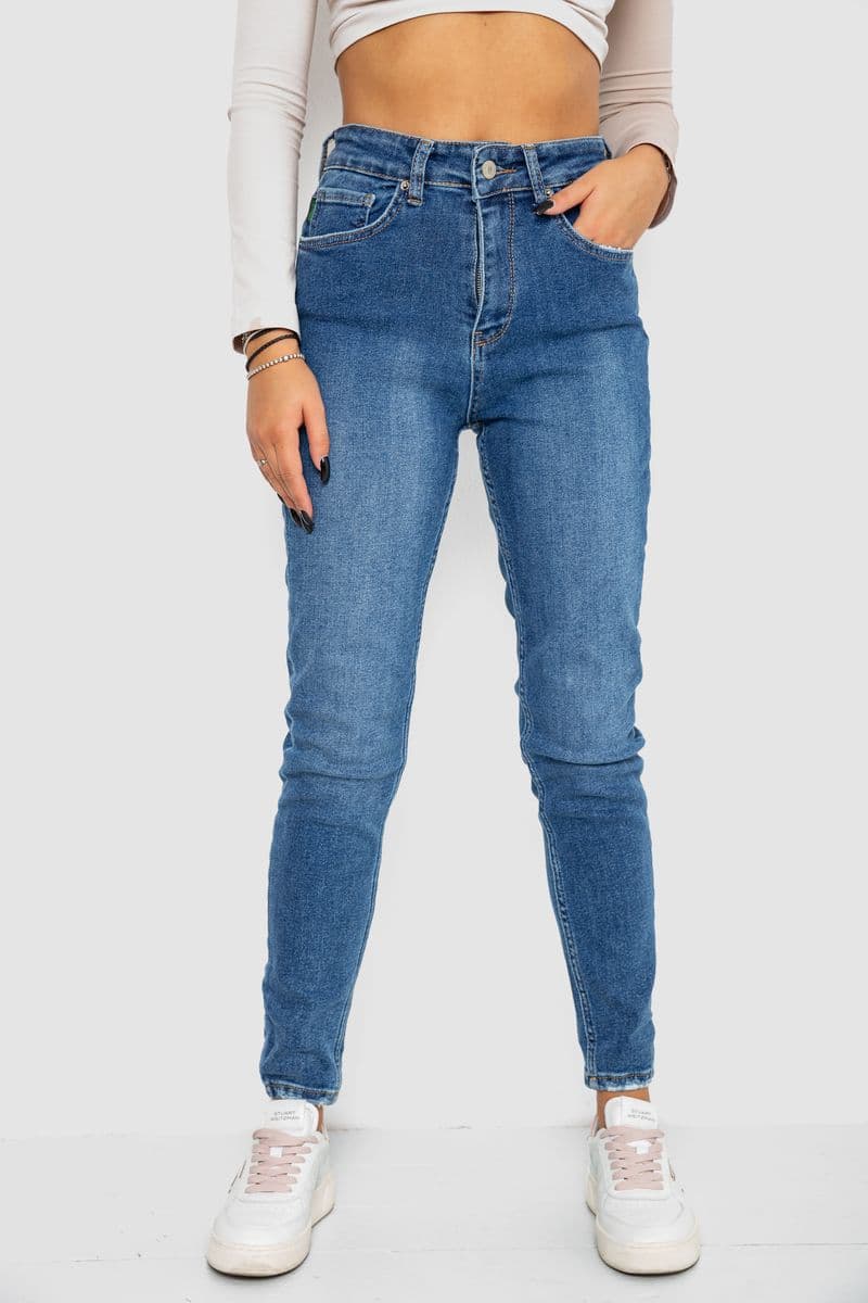 Джинси жіночі Mom-fit стрейч, колір синій, 244R1162 - зображення 1