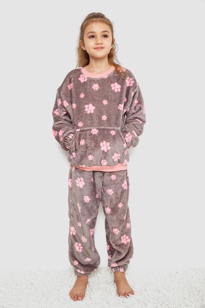 Піжама дитяча плюшева унісекс, колір сіро-рожевий, 102R1538 - зображення 1
