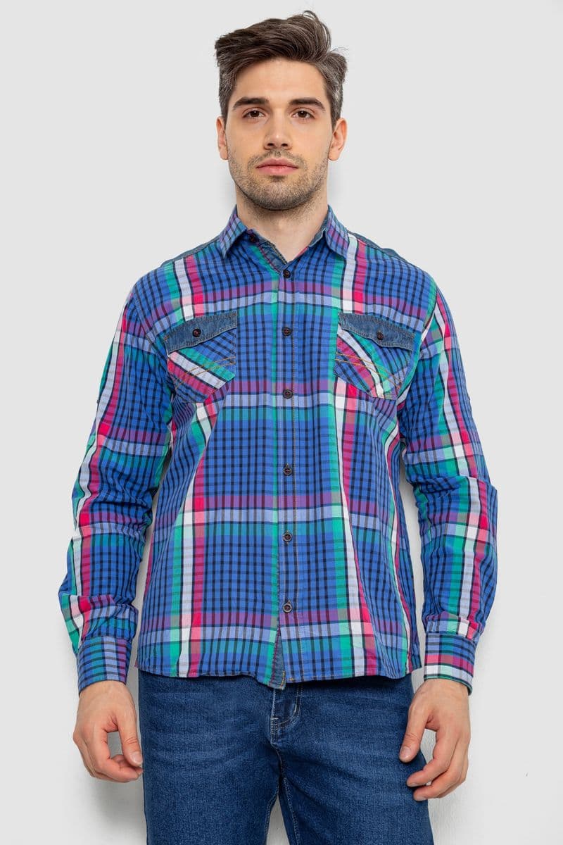 Сорочка чоловіча в клітинку, колір різноколір, 214R0743-1 - зображення 1
