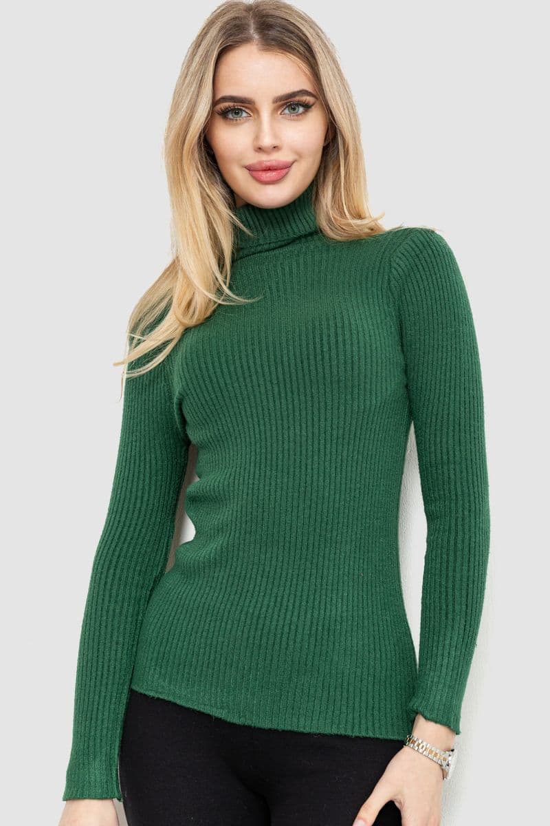 Гольф жіночий однотонний, колір зелений, 244R001 - зображення 1