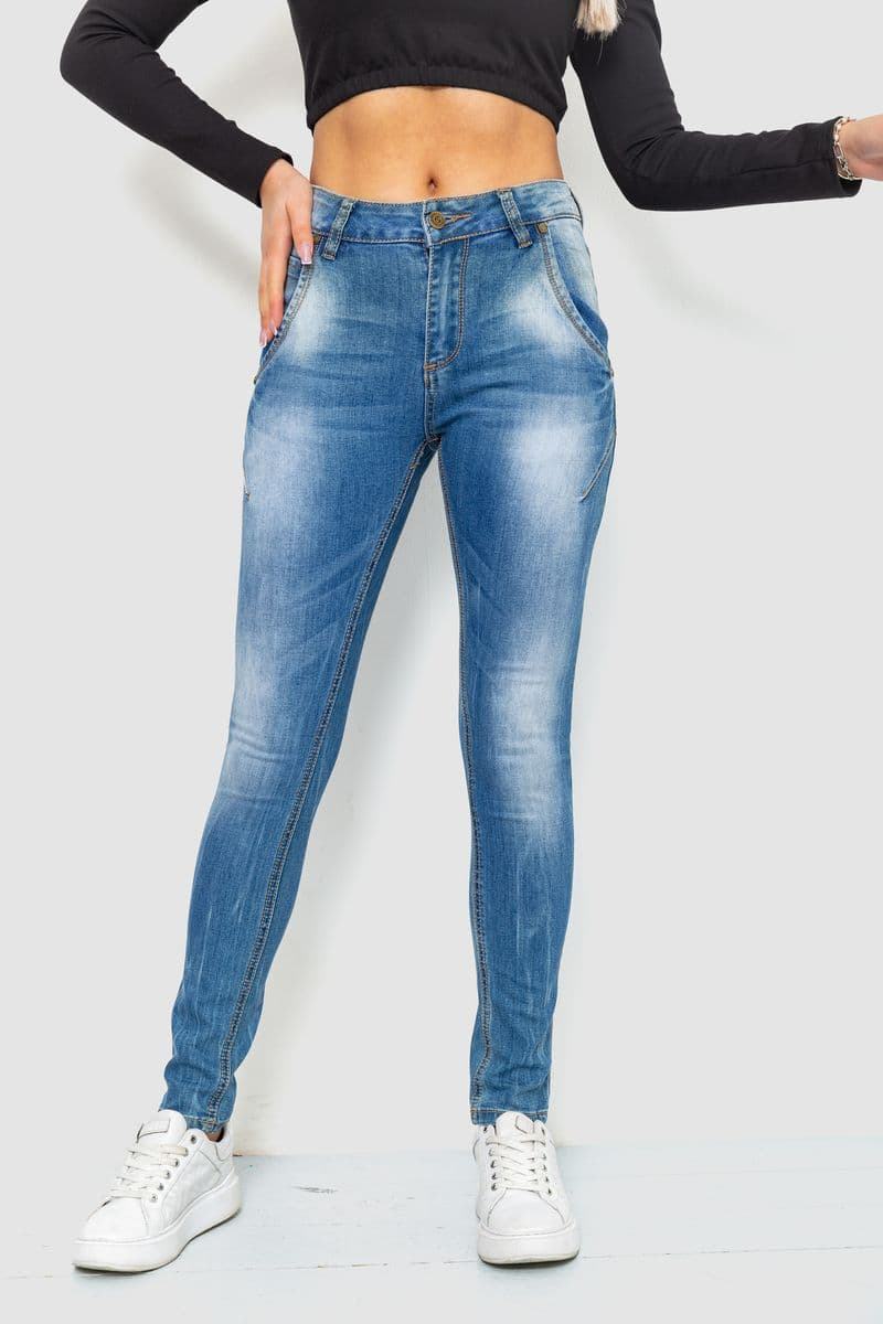 Джинси жіночі з потертостями, колір синій, 244RS07 - зображення 1