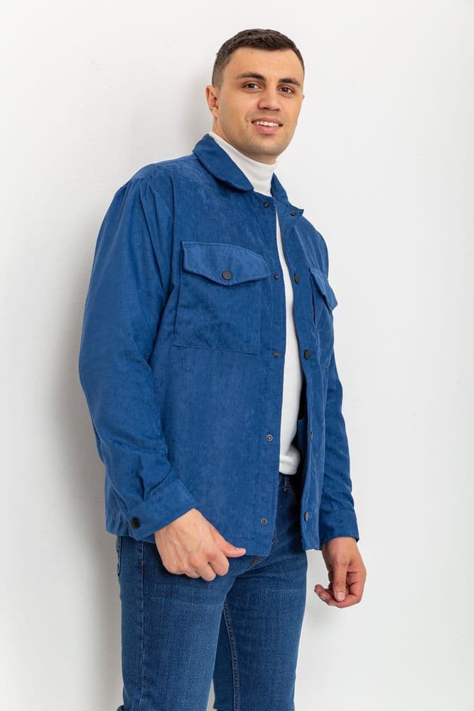 Вітровка чоловіча на кнопках, колір синій, 131R3022-1 - зображення 1