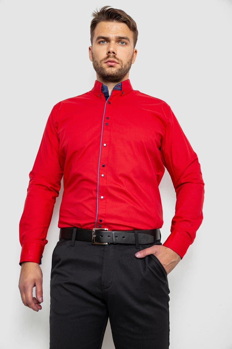 Сорочка чоловіча з принтом, колір червоний, 214R3092 - зображення 1